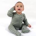 Babu Merino Footed Onesie - Sage Stripe - view 5