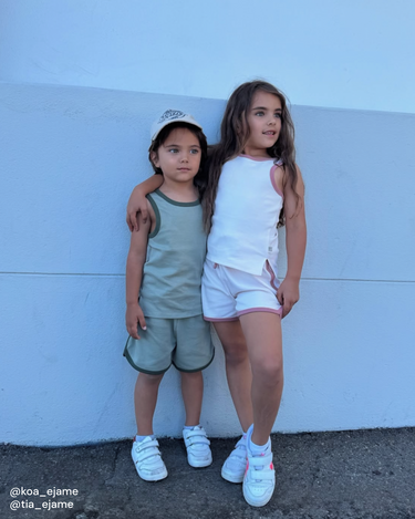 Cotton Shorts - Sage Contrast