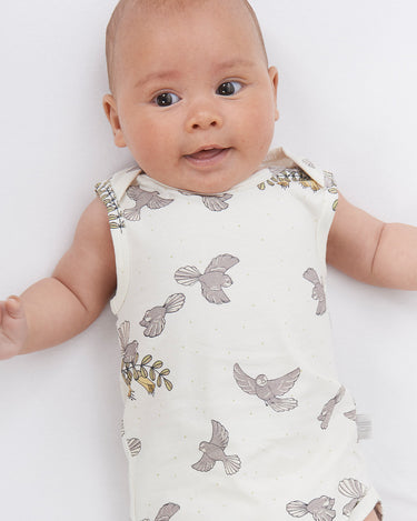 Babu Cotton Singlet Bodysuit - Piwakawaka - view 3