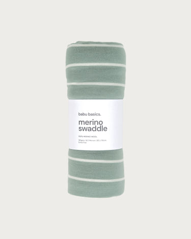Merino Swaddle Wrap - Sage Stripe