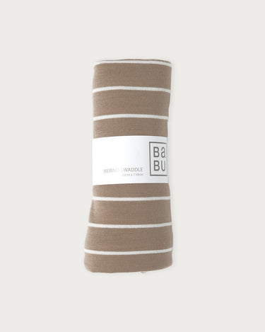 Merino Swaddle Wrap - Walnut Stripe