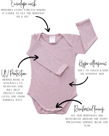 Long Sleeve Bodysuit | Sky Blue - Merino & Me