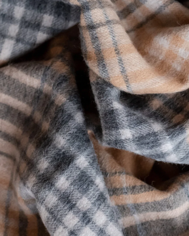 Lambswool Blanket Scarf | Camel Gradient Check - Merino & Me