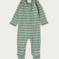 Babu Merino Footed Onesie - Sage Stripe