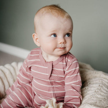 Merino Footed Onesie | Blossom Stripe