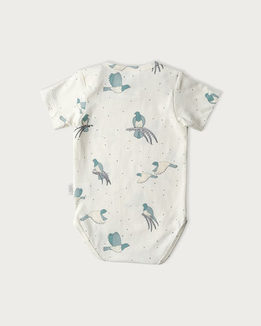 Babu Cotton Short Sleeve Bodysuit - Kereru - back view