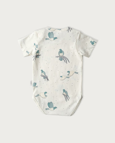 Babu Cotton Short Sleeve Bodysuit - Kereru - back view