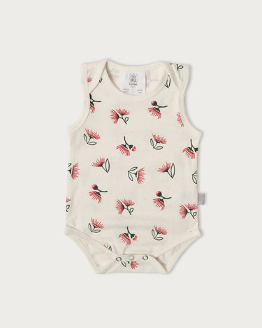 Babu Cotton Singlet Bodysuit - Pohutukawa